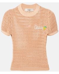 Chloé - Logo Crochet Cotton Top - Lyst
