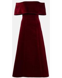 Emilia Wickstead - Carita Off-Shoulder Cotton Velvet Midi Dress - Lyst