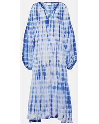 Anna Kosturova - Amelia Tie-Dye Tiered Silk Midi Dress - Lyst