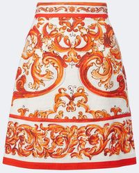 Dolce & Gabbana - Printed Cotton And Linen-Blend Miniskirt - Lyst