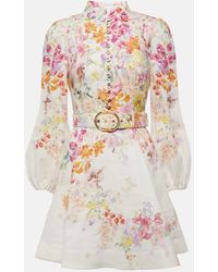 Zimmermann - Natura Floral-Print Linen Mini Dress - Lyst