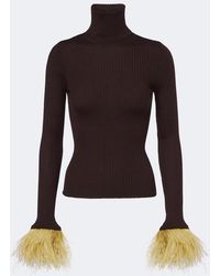 La DoubleJ - Feather-Trimmed Cashmere And Silk Top - Lyst
