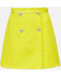 Versace - Mini-jupe en tweed de coton melange - Lyst