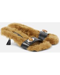 Christopher Esber - Turnlock Shearling-Trimmed Mules - Lyst