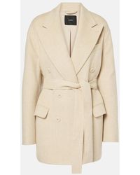 JOSEPH - Double-Breasted Belted Wool And Silk Blazer - Lyst