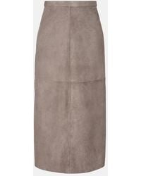 Max Mara - Suede Midi Skirt - Lyst