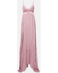 Blumarine - Lace-Trimmed Plisse Georgette Gown - Lyst