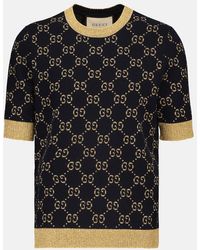 Gucci - Monogram-Pattern Ribbed-Trim Cotton-Blend Knitted Top - Lyst