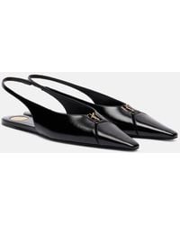 Saint Laurent - Babylone Leather Slingback Flats - Lyst