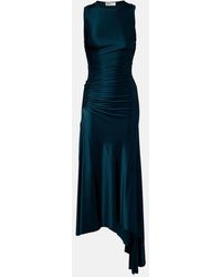 Victoria Beckham - Ruched Asymmetric Jersey Midi Dress - Lyst