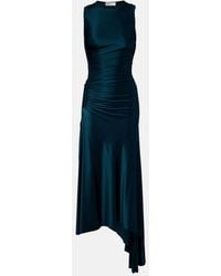 Victoria Beckham - Ruched Asymmetric Jersey Midi Dress - Lyst