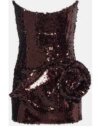Magda Butrym - Floral-Applique Sequined Minidress - Lyst