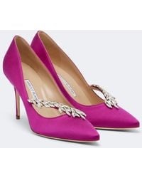 Manolo Blahnik - Nadira Embellished Satin Pumps - Lyst
