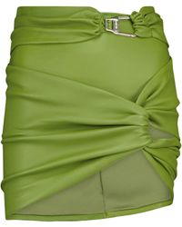 The Attico Leather Miniskirt - Green