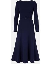 Roland Mouret - Belted Wool Crepe Midi Dress - Lyst