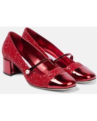 Jimmy Choo - Elisa 45 Glitter Leather Mary Jane Pumps - Lyst