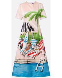 LEO LIN - Caroline Cotton And Silk Midi Dress - Lyst