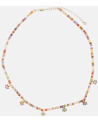 Sydney Evan - Evil Eye 14kt Gold Beaded Necklace With Diamonds - Lyst