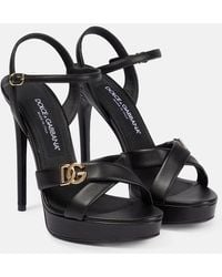Dolce & Gabbana - Dg Logo Leather Platform Sandal - Lyst
