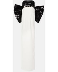 Monot - Maxi vestido blanco de crepé sin tirantes con lazo de lentejuelas - Lyst
