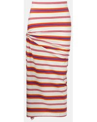 Rabanne - Jupe Longue Rayee En Coton Melange - Lyst