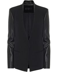 Helmut Lang Leather And Wool Blazer - Black