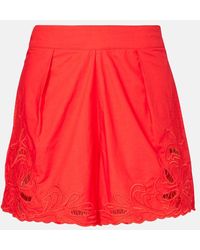 Juliet Dunn - Bestickte Shorts Aus Baumwolle - Lyst