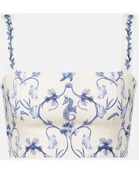 Agua Bendita - Cacao Floral Linen Crop Top - Lyst