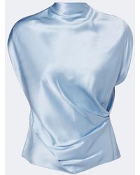 The Sei - Draped Silk Charmeuse Top - Lyst