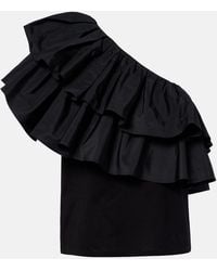 Max Mara - Elegante Orca Ruffled One-Shoulder Cotton Top - Lyst