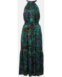 Velvet - Kareese Printed Satin Midi Dress - Lyst