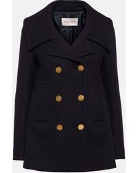 Valentino - Double-breasted Wool-blend Peacoat - Lyst
