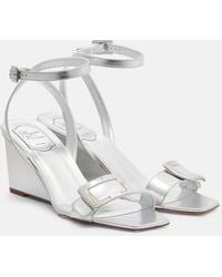 Roger Vivier - Belle Vivier Metallic Leather Sandals - Lyst