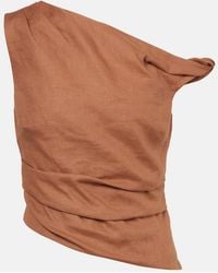 SIR. - Asymmetric Draped Linen Top - Lyst