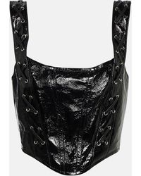 Alessandra Rich - Leather Lace-up Bustier Top - Lyst