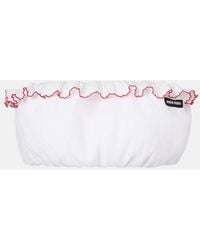 Miu Miu - Scalloped Cotton Poplin Bandeau Top - Lyst