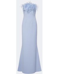 Safiyaa - Soshin Feather-Trimmed Crepe Gown - Lyst