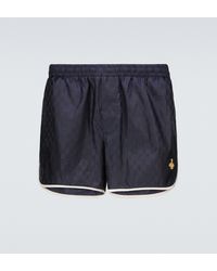 Gucci Mens Ink, Ivory, Gold Monogram-pattern Relaxed-fit Swim Shorts 34 - Blue