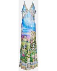 CAMILLA - Printed Silk Slip Dress - Lyst