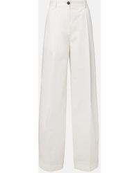 TOTEME - Pleated Cotton Wide-Leg Pants - Lyst