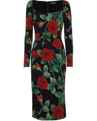 Dolce & Gabbana Printed Stretch-silk Midi Dress - Multicolour