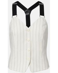 Ralph Lauren - Donnella Pinstriped Cotton, Linen And Wool Bustier Top - Lyst