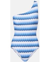 Melissa Odabash - Madrid Chevron One-Shoulder Swimsuit - Lyst