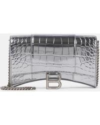 Balenciaga - Hourglass Croc-effect Leather Wallet On Chain - Lyst