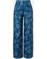 ALÉMAIS - Lucky Printed Linen Wide-Leg Pants - Lyst