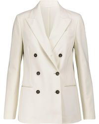 Brunello Cucinelli Double-breasted Stretch-cotton Jersey Blazer - White