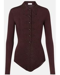 Magda Butrym - Embroidered Cotton-Blend Bodysuit - Lyst