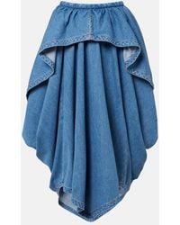 Loewe - Asymmetrical Denim Midi Skirt - Lyst