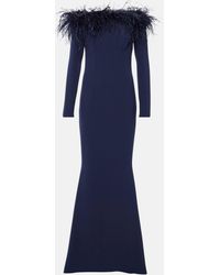 Safiyaa - Starlana Feather-trimmed Off-shoulder Gown - Lyst