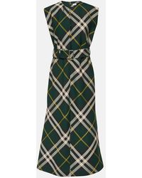 Burberry - Midikleid Check aus Wolle - Lyst